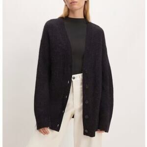 NWT Everlane The Oversized Alpaca Cardigan in Heather Black